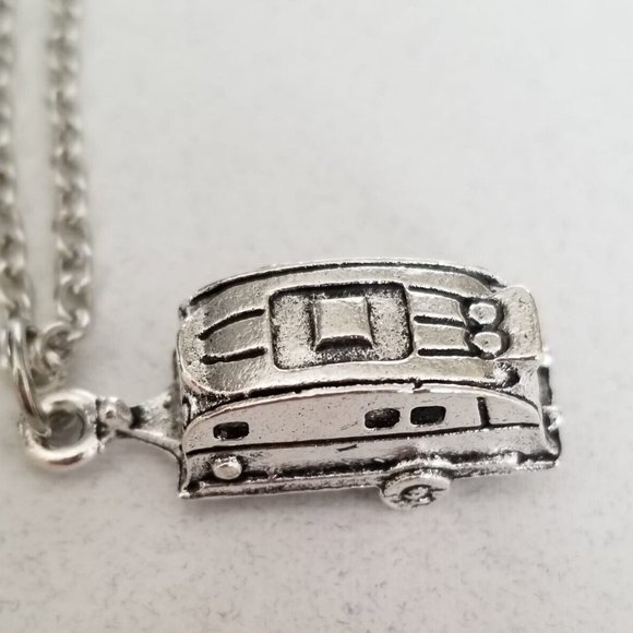 Silver Travel Trailor RV Camper Airstream Charm Necklace Camping Jewelry 18" NEW - Picture 4 of 8